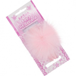 Baby Girls Pink Organza Headband with Faux Fur Pom Pom